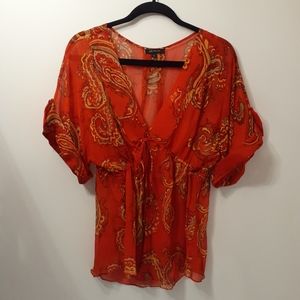 💐Anne Klein silk chiffon boho top